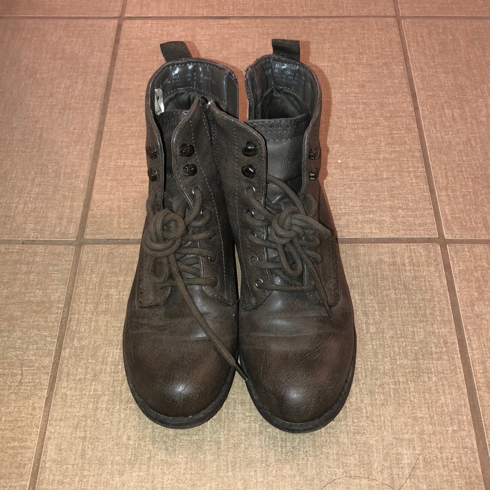 Grey Ankle Combat Boots